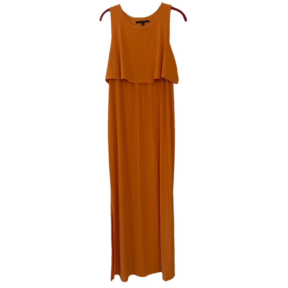Alex Marie Tiered Tangerine Orange Dress Beachy Resort Wear Maxi Dress S